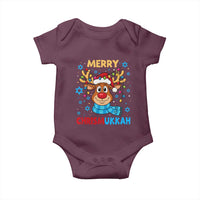 Merry Chrismukkah Baby Onesie Jewish Happy Christmas Hanukkah Reindeer Menorah - Wonder Print Shop
