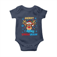 Merry Chrismukkah Baby Onesie Jewish Happy Christmas Hanukkah Reindeer Menorah - Wonder Print Shop