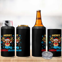 Merry Chrismukkah 4 in 1 Can Cooler Tumbler Jewish Happy Christmas Hanukkah Reindeer Menorah - Wonder Print Shop
