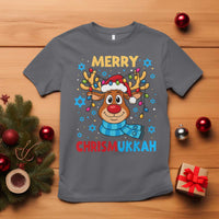 Merry Chrismukkah T Shirt Jewish Happy Christmas Hanukkah Reindeer Menorah - Wonder Print Shop