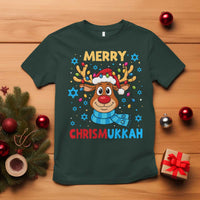Merry Chrismukkah T Shirt Jewish Happy Christmas Hanukkah Reindeer Menorah - Wonder Print Shop