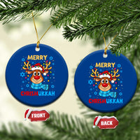 Merry Chrismukkah Ceramic Ornament Jewish Happy Christmas Hanukkah Reindeer Menorah - Wonder Print Shop