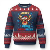 Merry Chrismukkah Ugly Christmas Sweater Jewish Happy Xmas Hanukkah Reindeer Menorah - Wonder Print Shop