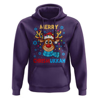 Merry Chrismukkah Hoodie Jewish Happy Christmas Hanukkah Reindeer Menorah - Wonder Print Shop