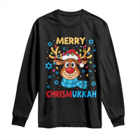 Merry Chrismukkah Long Sleeve Shirt Jewish Happy Christmas Hanukkah Reindeer Menorah - Wonder Print Shop