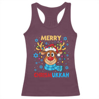 Merry Chrismukkah Racerback Tank Top Jewish Happy Christmas Hanukkah Reindeer Menorah - Wonder Print Shop