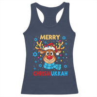 Merry Chrismukkah Racerback Tank Top Jewish Happy Christmas Hanukkah Reindeer Menorah - Wonder Print Shop