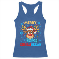 Merry Chrismukkah Racerback Tank Top Jewish Happy Christmas Hanukkah Reindeer Menorah - Wonder Print Shop
