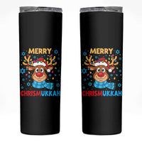 Merry Chrismukkah Skinny Tumbler Jewish Happy Christmas Hanukkah Reindeer Menorah - Wonder Print Shop