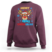Merry Chrismukkah Sweatshirt Jewish Happy Christmas Hanukkah Reindeer Menorah - Wonder Print Shop