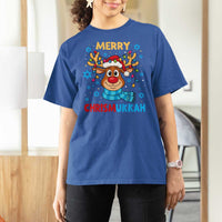 Merry Chrismukkah T Shirt For Women Jewish Happy Christmas Hanukkah Reindeer Menorah - Wonder Print Shop