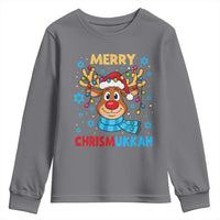 Merry Chrismukkah Youth Sweatshirt Jewish Happy Christmas Hanukkah Reindeer Menorah - Wonder Print Shop