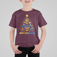 Merry Chrismukkah T Shirt For Kid Jewish Happy Hanukkah Christmas Tree - Wonder Print Shop