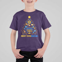 Merry Chrismukkah T Shirt For Kid Jewish Happy Hanukkah Christmas Tree - Wonder Print Shop