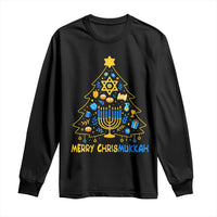 Merry Chrismukkah Long Sleeve Shirt Jewish Happy Hanukkah Christmas Tree - Wonder Print Shop