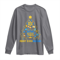 Merry Chrismukkah Long Sleeve Shirt Jewish Happy Hanukkah Christmas Tree - Wonder Print Shop