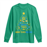 Merry Chrismukkah Long Sleeve Shirt Jewish Happy Hanukkah Christmas Tree - Wonder Print Shop