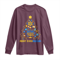Merry Chrismukkah Long Sleeve Shirt Jewish Happy Hanukkah Christmas Tree - Wonder Print Shop