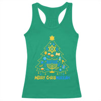 Merry Chrismukkah Racerback Tank Top Jewish Happy Hanukkah Christmas Tree - Wonder Print Shop