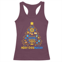 Merry Chrismukkah Racerback Tank Top Jewish Happy Hanukkah Christmas Tree - Wonder Print Shop
