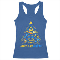 Merry Chrismukkah Racerback Tank Top Jewish Happy Hanukkah Christmas Tree - Wonder Print Shop