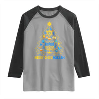 Merry Chrismukkah Raglan Shirt Jewish Happy Hanukkah Christmas Tree - Wonder Print Shop