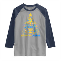Merry Chrismukkah Raglan Shirt Jewish Happy Hanukkah Christmas Tree - Wonder Print Shop