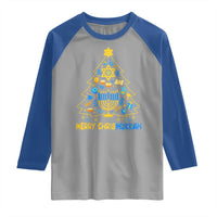 Merry Chrismukkah Raglan Shirt Jewish Happy Hanukkah Christmas Tree - Wonder Print Shop
