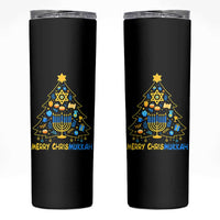 Merry Chrismukkah Skinny Tumbler Jewish Happy Hanukkah Christmas Tree - Wonder Print Shop