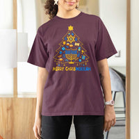 Merry Chrismukkah T Shirt For Women Jewish Happy Hanukkah Christmas Tree - Wonder Print Shop