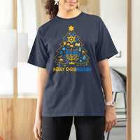 Merry Chrismukkah T Shirt For Women Jewish Happy Hanukkah Christmas Tree - Wonder Print Shop