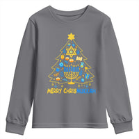 Merry Chrismukkah Youth Sweatshirt Jewish Happy Hanukkah Christmas Tree - Wonder Print Shop