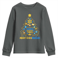 Merry Chrismukkah Youth Sweatshirt Jewish Happy Hanukkah Christmas Tree - Wonder Print Shop