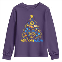 Merry Chrismukkah Youth Sweatshirt Jewish Happy Hanukkah Christmas Tree - Wonder Print Shop