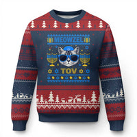 Cat Hanukkah Ugly Christmas Sweater Meowzel Tov Jewish Cat Owner Ugly Chanukah - Wonder Print Shop