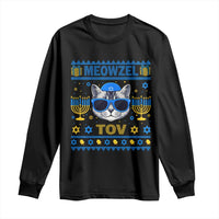 Cat Hanukkah Long Sleeve Shirt Meowzel Tov Jewish Cat Owner Ugly Chanukah - Wonder Print Shop