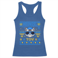 Cat Hanukkah Racerback Tank Top Meowzel Tov Jewish Cat Owner Ugly Chanukah - Wonder Print Shop