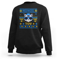 Cat Hanukkah Sweatshirt Meowzel Tov Jewish Cat Owner Ugly Chanukah - Wonder Print Shop
