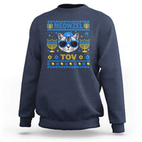 Cat Hanukkah Sweatshirt Meowzel Tov Jewish Cat Owner Ugly Chanukah - Wonder Print Shop