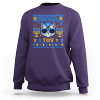 Cat Hanukkah Sweatshirt Meowzel Tov Jewish Cat Owner Ugly Chanukah - Wonder Print Shop