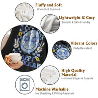 Happy Hanukkah Throw Blanket Groovy Star Of David Smile Face Chanukah Pajama - Wonder Print Shop