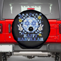 Happy Hanukkah Spare Tire Cover Groovy Star Of David Smile Face Chanukah Pajama - Wonder Print Shop