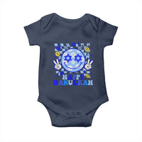 Happy Hanukkah Baby Onesie Groovy Star Of David Smile Face Chanukah Pajama - Wonder Print Shop