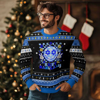 Happy Hanukkah Hanukkah Ugly Sweater Groovy Star Of David Smile Face Chanukah Pajama - Wonder Print Shop