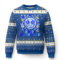 Happy Hanukkah Hanukkah Ugly Sweater Groovy Star Of David Smile Face Chanukah Pajama - Wonder Print Shop