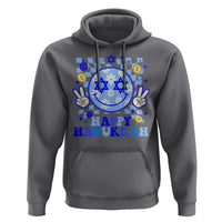 Happy Hanukkah Hoodie Groovy Star Of David Smile Face Chanukah Pajama - Wonder Print Shop
