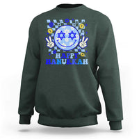 Happy Hanukkah Sweatshirt Groovy Star Of David Smile Face Chanukah Pajama - Wonder Print Shop