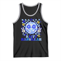 Happy Hanukkah Tank Top Groovy Star Of David Smile Face Chanukah Pajama - Wonder Print Shop