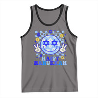 Happy Hanukkah Tank Top Groovy Star Of David Smile Face Chanukah Pajama - Wonder Print Shop