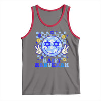 Happy Hanukkah Tank Top Groovy Star Of David Smile Face Chanukah Pajama - Wonder Print Shop